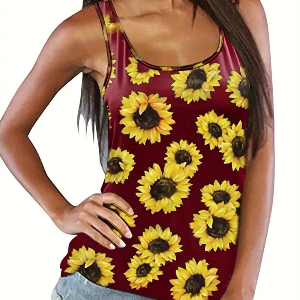Sunflower Print Tank Top